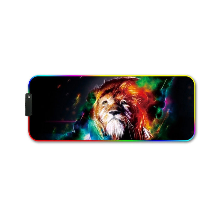 260x390x4mm F-01 Rubber Thermal Transfer RGB Luminous Non-Slip Mouse Pad(Colorful Lion)