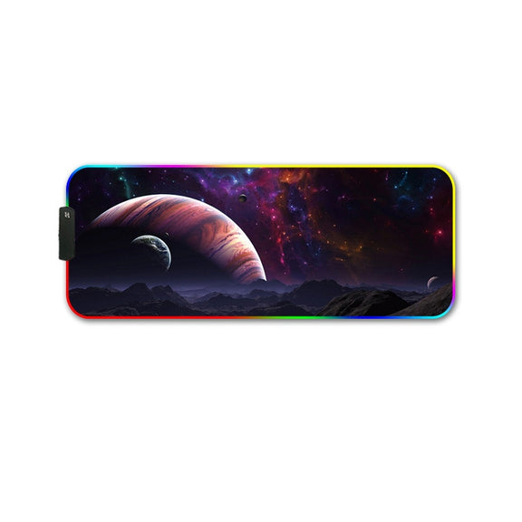 350x600x3mm F-01 Rubber Thermal Transfer RGB Luminous Non-Slip Mouse Pad(Vast Starry Sky)