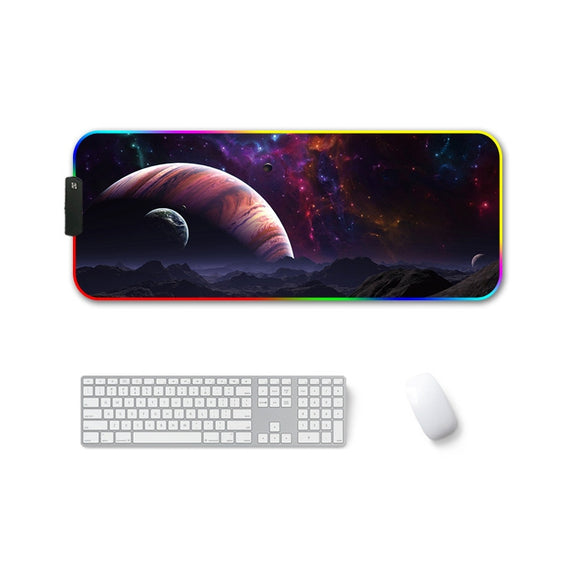 350x600x3mm F-01 Rubber Thermal Transfer RGB Luminous Non-Slip Mouse Pad(Vast Starry Sky)