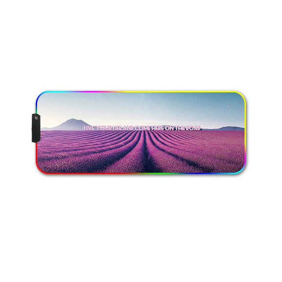 350x900x4mm F-01 Rubber Thermal Transfer RGB Luminous Non-Slip Mouse Pad(Lavender)