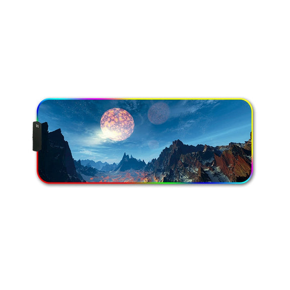 400x900x3mm F-01 Rubber Thermal Transfer RGB Luminous Non-Slip Mouse Pad(Snow Peak)