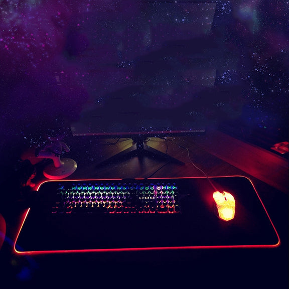 400x900x4mm F-01 Rubber Thermal Transfer RGB Luminous Non-Slip Mouse Pad(Snow Peak)