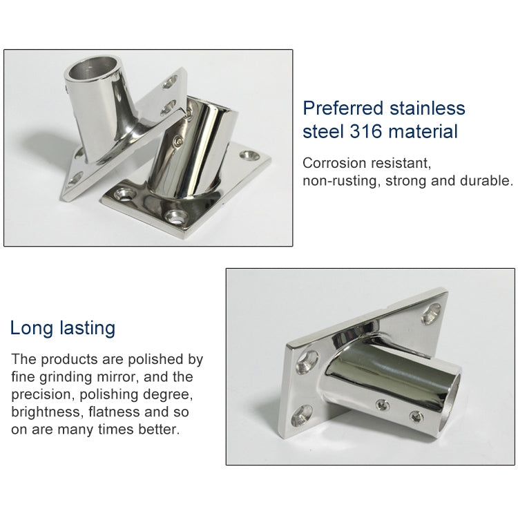 Thicken 316 Stainless Steel 60-Degree Square Tube Base Marine Boat Hardwares, Specifications: 22mm - Marine Accessories & Parts by PMC TechLife | Online Shopping South Africa | PMC TechLife | Buy Now Pay Later Mobicred