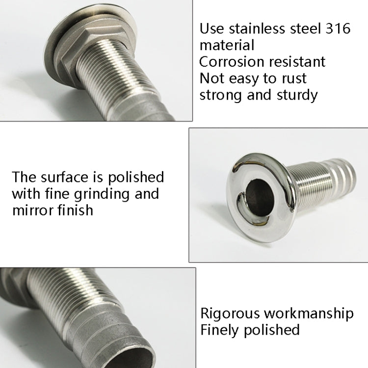 316 Stainless Steel Drain Pipe Tube Marine Drain Joint Fitting For Boat Yacht, Specification: 1inch - Marine Accessories & Parts by PMC TechLife | Online Shopping South Africa | PMC TechLife | Buy Now Pay Later Mobicred