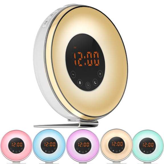 Simulated Sunrise And Sunset Sleep Light Alarm Clock with FM Radio(UK Plug)