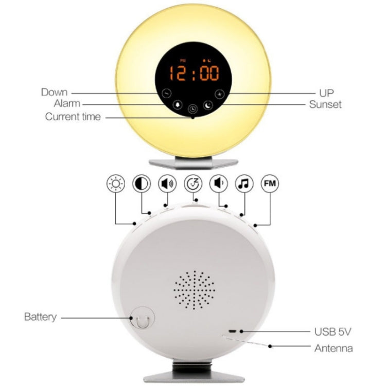 Simulated Sunrise And Sunset Sleep Light Alarm Clock with FM Radio(AU Plug) - Alarm Clocks by PMc TechLife | Online Shopping South Africa | PMc TechLife | Buy Now Pay Later Mobicred