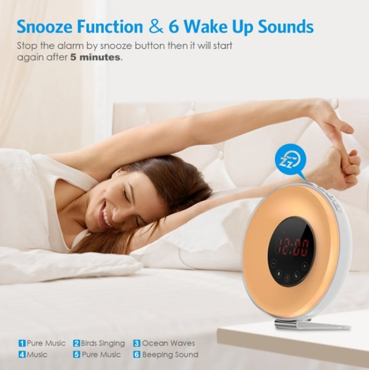 Simulated Sunrise And Sunset Sleep Light Alarm Clock with FM Radio(AU Plug) - Alarm Clocks by PMc TechLife | Online Shopping South Africa | PMc TechLife | Buy Now Pay Later Mobicred