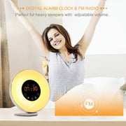 Simulated Sunrise And Sunset Sleep Light Alarm Clock with FM Radio(EU Plug)