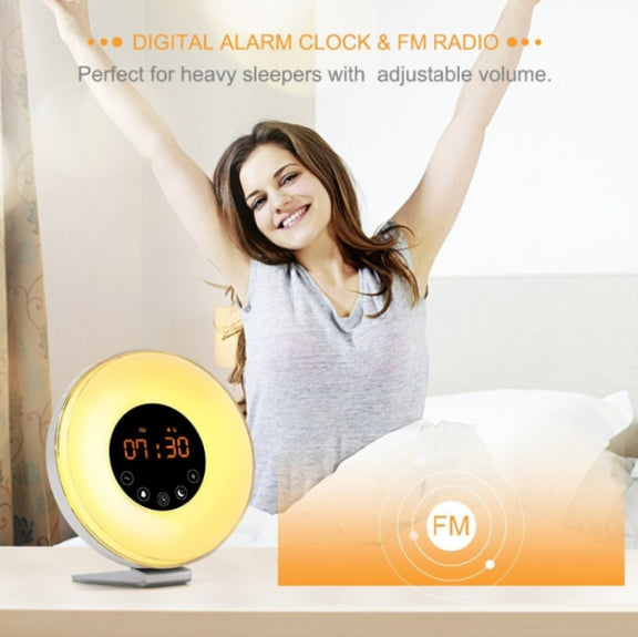 Simulated Sunrise And Sunset Sleep Light Alarm Clock with FM Radio(EU Plug)
