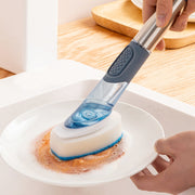 Kitchen Oil Dirty Pan Brush Can Add Detergent Sponge Brush Long Handle Cleaning Brush(Pink)