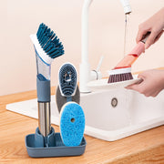 Kitchen Oil Dirty Pan Brush Can Add Detergent Sponge Brush Long Handle Cleaning Brush(Pink)