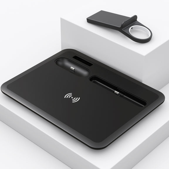 HQ-UD17 4 in 1 Wireless Charger Phone Holder Charging Base for Smart Phones, iWatch, AirPods (Black)