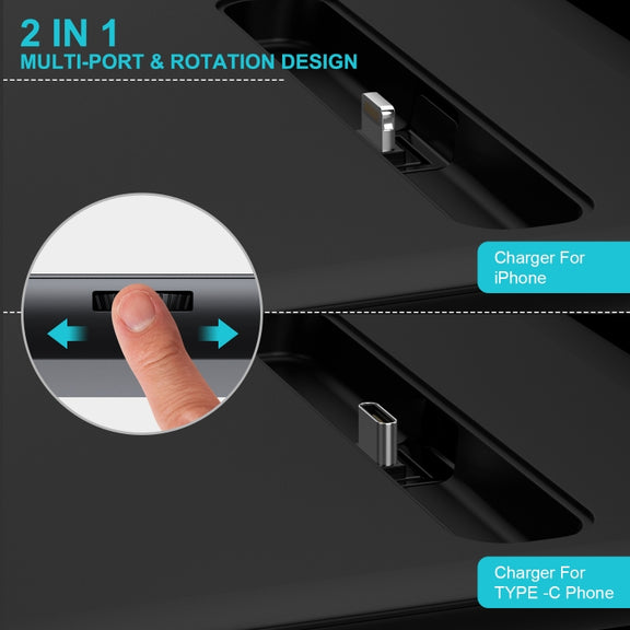 HQ-UD17 4 in 1 Wireless Charger Phone Holder Charging Base for Smart Phones, iWatch, AirPods (Black)