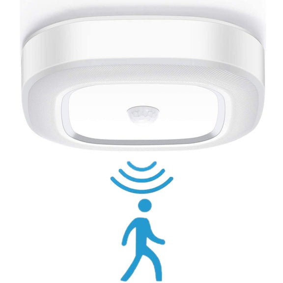 1145 Human Body Induction Ceiling Light Wireless Installation Battery Ceiling Lamp(White Shell White Light)
