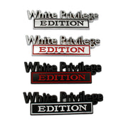 2 PCS Car Metal Leaf Board Car Logo White Privilege Edition Modified Car Body Sticker Sign(Silver Red)