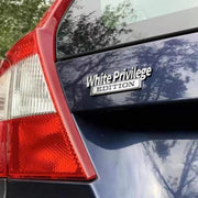 2 PCS Car Metal Leaf Board Car Logo White Privilege Edition Modified Car Body Sticker Sign(Black White)