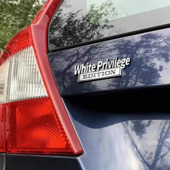 2 PCS Car Metal Leaf Board Car Logo White Privilege Edition Modified Car Body Sticker Sign(Black Red)