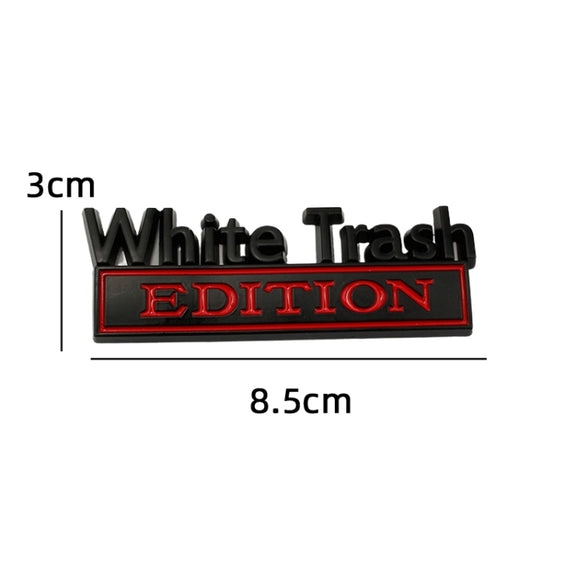 2 PCS Car Metal Modification Standard White Trash Edition Car Label Stickers(Silver Red)