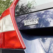2 PCS Car Metal Modification Standard White Trash Edition Car Label Stickers(Black White)