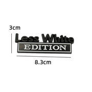 2 PCS Car Metal Leaf Board Label Less White Edition Modified Body Labeling(Silver Black)