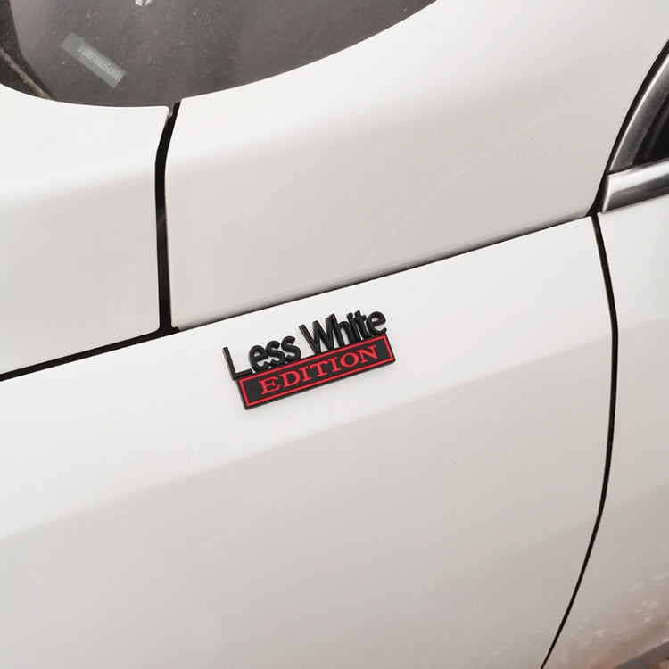 2 PCS Car Metal Leaf Board Label Less White Edition Modified Body Labeling(Silver Black)