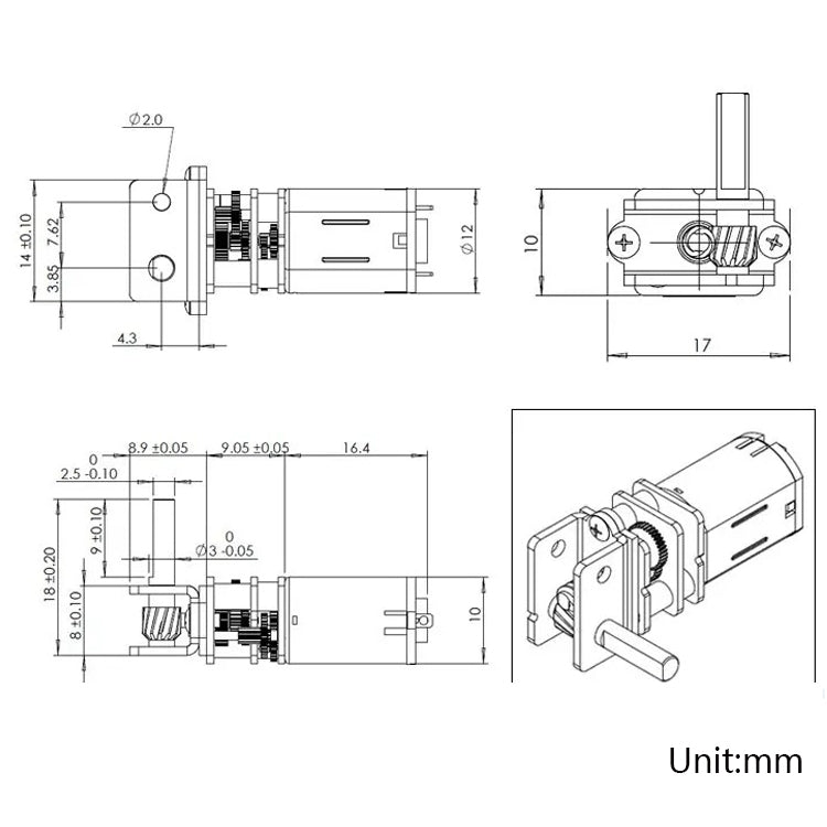 GW12N20 Worm Gear Low Speed Motor Ultra Mini Gear Power-Off Self-Locking Motor For Smart Car Robot(6V 100RPM)