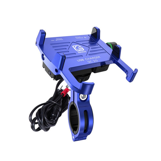 Kewig M6-S 12V Motorcycle Waterproof Aluminum Alloy Mobile Phone Bracket With QC3.0 Fast Charging(Blue) - free shipping - PMC Jewellery - Order now!