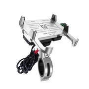 Kewig M6-S 12V Motorcycle Water-resistant Aluminum Alloy Mobile Phone Bracket With QC3.0 Fast Charging(Silver)