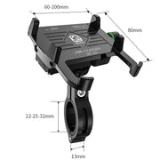 Kewig M6-S 12V Motorcycle Water-resistant Aluminum Alloy Mobile Phone Bracket With QC3.0 Fast Charging(Black)