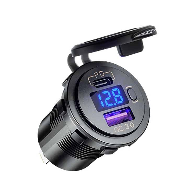 12V Modified Car USB Charger With Voltage Display PD QC3.0 Socket(With 60cm Line Blue Light) - free shipping - PMC TechLife - Order now!