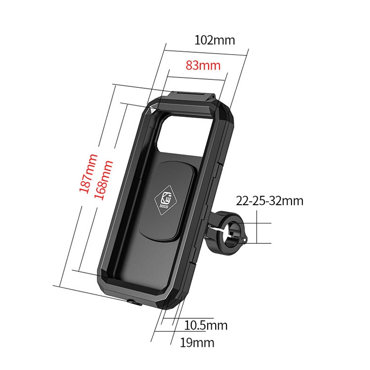 Kewig Bicycle Motorcycle Waterproof Box Mobile Phone Bracket Riding Touch Mobile Phone Fixed Seat(M18L-B1 Large Handlebar Installation) - Holder by Kewig | Online Shopping South Africa | PMC TechLife | Buy Now Pay Later Mobicred