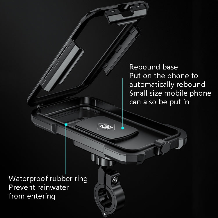 Kewig Bicycle Motorcycle Waterproof Box Mobile Phone Bracket Riding Touch Mobile Phone Fixed Seat(M18L-B1 Large Handlebar Installation) - Holder by Kewig | Online Shopping South Africa | PMC TechLife | Buy Now Pay Later Mobicred