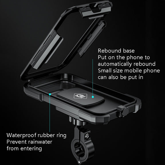 Kewig Bicycle Motorcycle Water-resistant Box Mobile Phone Bracket Riding Touch Mobile Phone Fixed Seat(M18S-B1 Small Handlebar Installation)