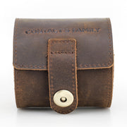 Contacts Family CF1125 Single Watch Position Crazy Horse Leather Watch Box Round Watch Storage Box(Coffee)