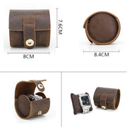 Contacts Family CF1125 Single Watch Position Crazy Horse Leather Watch Box Round Watch Storage Box(Coffee)