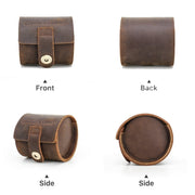 Contacts Family CF1125 Single Watch Position Crazy Horse Leather Watch Box Round Watch Storage Box(Coffee)