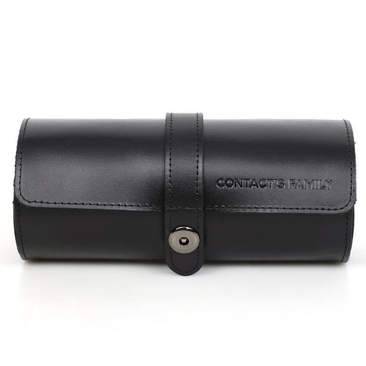 Contacts Family CF1117A 3 Watch Positions Leather Watch Box Round Buckle Outdoor Travel Watch Storage Box(Black) - free shipping - PMC Jewellery - Order now!
