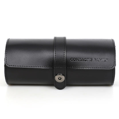 Contacts Family CF1117A 3 Watch Positions Leather Watch Box Round Buckle Outdoor Travel Watch Storage Box(Black) - free shipping - PMC Jewellery - Order now!