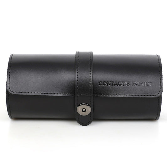 Contacts Family CF1117A 3 Watch Positions Leather Watch Box Round Buckle Outdoor Travel Watch Storage Box(Black) - free shipping - PMC Jewellery - Order now!