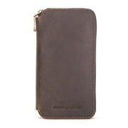 Contacts Family  CF1114 Leather Watch Box Retro Crazy Horse Leather Zipper Couple Watch Bag(Coffee)