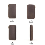 Contacts Family  CF1114 Leather Watch Box Retro Crazy Horse Leather Zipper Couple Watch Bag(Coffee)