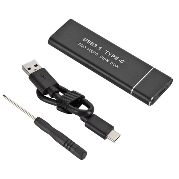 F018C M.2 NGFF To USB3.1 SSD Solid Aluminum Type-C Mobile Hard Drive Enclosure(Black)