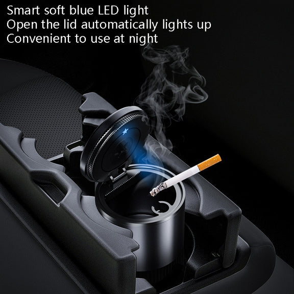 BEN.JACK Ashtray With Cover Personality Multi-Function Universal Car Ashtray(Silver)