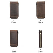 Contacts Family CF1121  Retro Crazy Horse Leather Watch Storage Box Single Watch Seat Portable Watch Zipper Bag(Coffee)