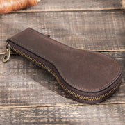 Contacts Family CF1112 Single Watch Position Retro Crazy Horse Leather Watch Storage Box Watch Zipper Case(Coffee)