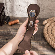 Contacts Family CF1112 Single Watch Position Retro Crazy Horse Leather Watch Storage Box Watch Zipper Case(Coffee)
