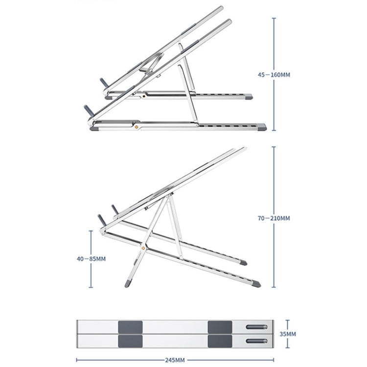 Oatsbasf Z02 Laptop Increasing Cooling Bracket Aluminum Alloy Desktop Adjustable Bracket(Gray)
