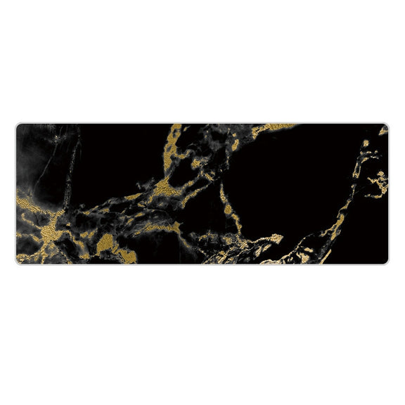 300x800x5mm Marbling Wear-Resistant Rubber Mouse Pad(Black Gold Marble)