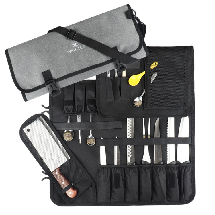 WESSLECO Chef Knife Tool Storage Bag Oxford Cloth Knife Bag(Gray) - Storage Bags by WESSLECO | Online Shopping South Africa | PMC Jewellery | Buy Now Pay Later Mobicred