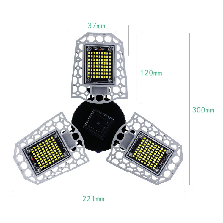 60W LED Industrial Mining Light Water-resistant Light Sensor Folding Tri-Leaf Garage Lamp(Warm White Light)